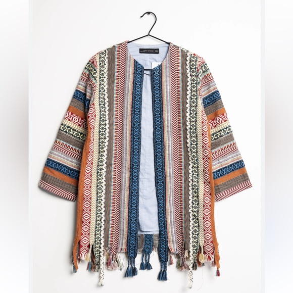 Zara Jackets & Blazers - Zara Embroidered Jacquard Coat Jacket Festival